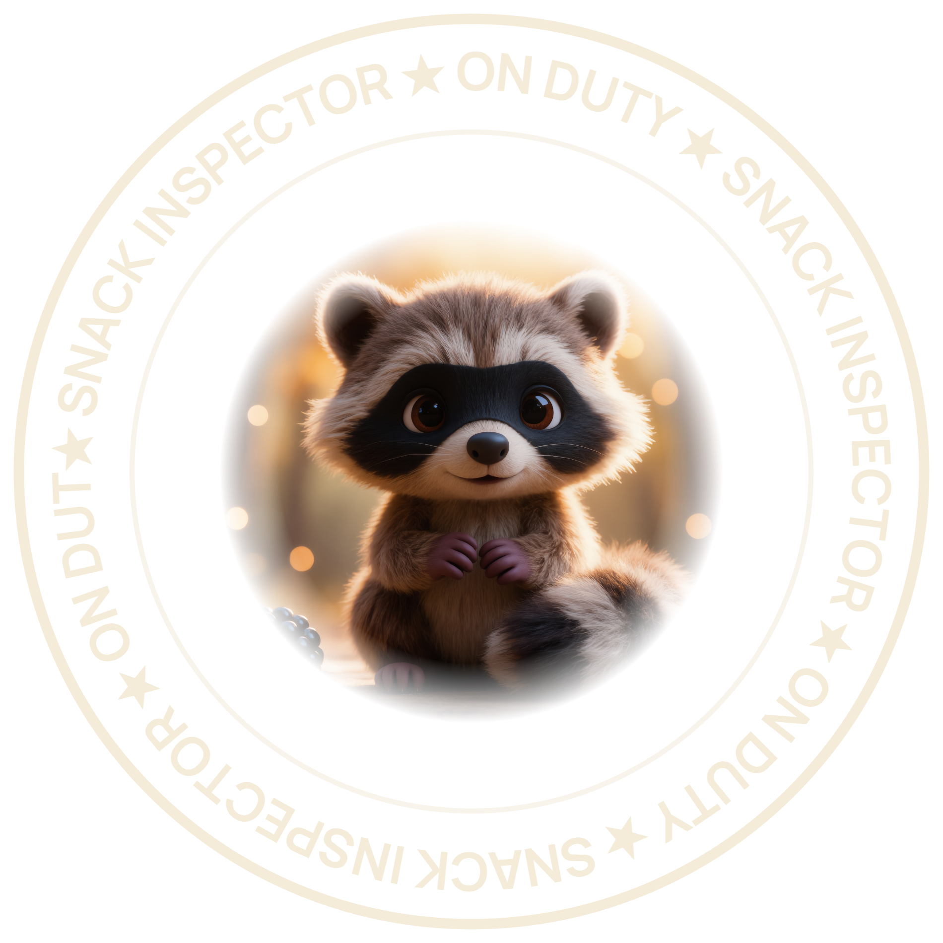 Snack Inspector raccoon design