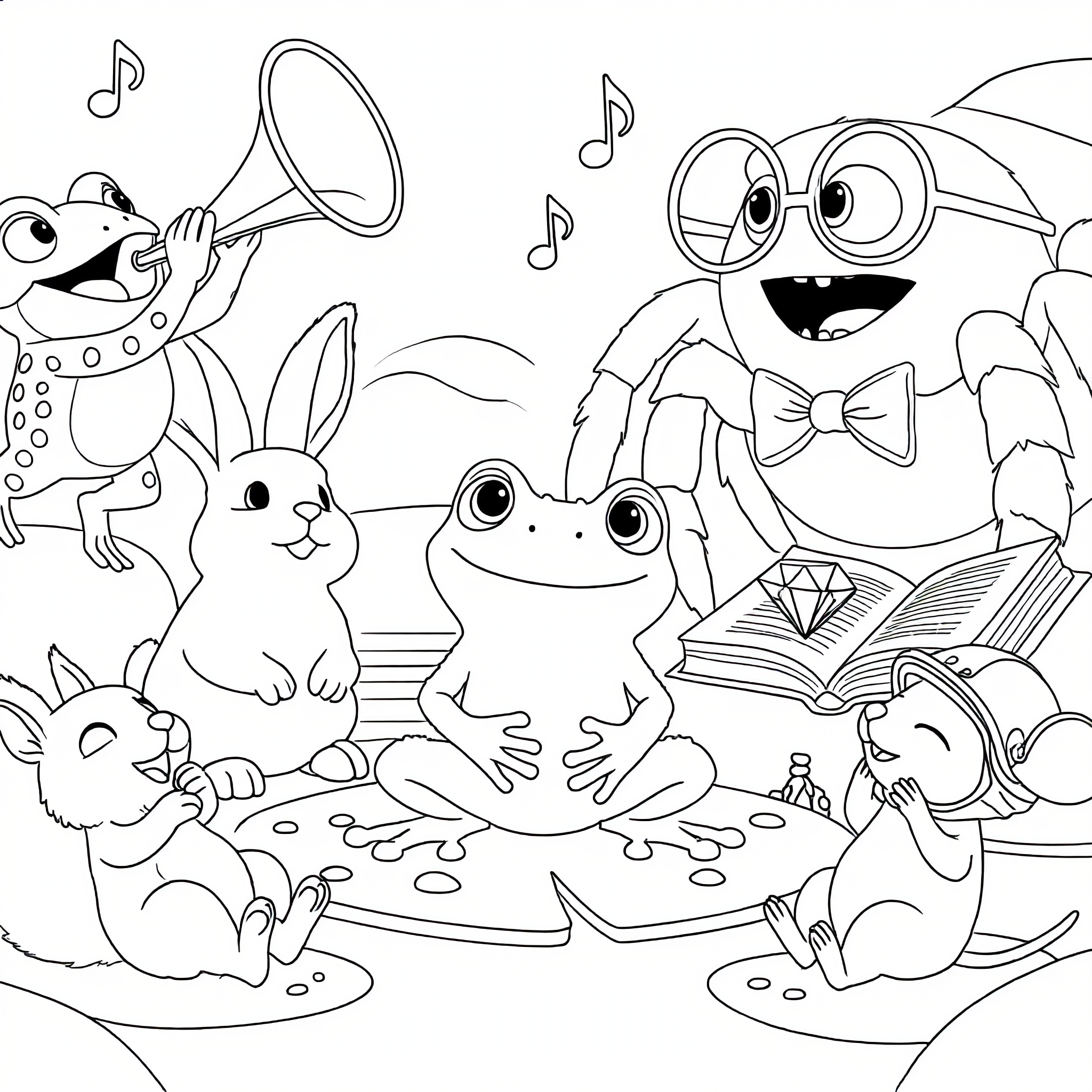 The whole garden crew, waiting to be colored